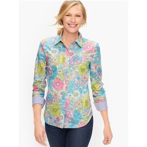Talbots Petite Size S Shirt‎ Classic Cotton Layered Floral Casual Multicolor